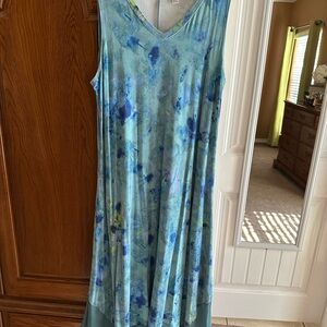 LOGO by Lori Goldstein Blue and Green Maxi Dress